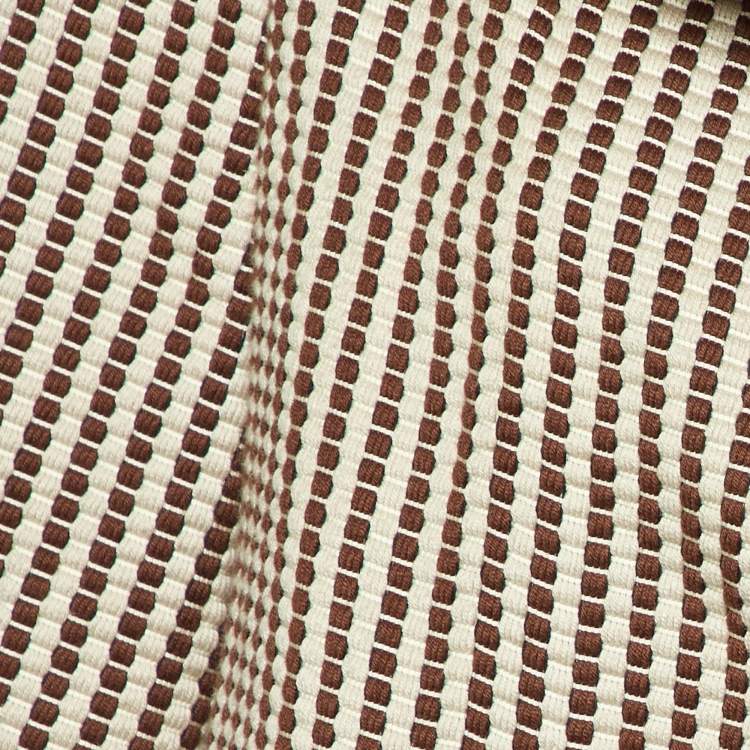 Pre Owned Marni Brown Textured Stripe Cotton Short Sleeve Coat L