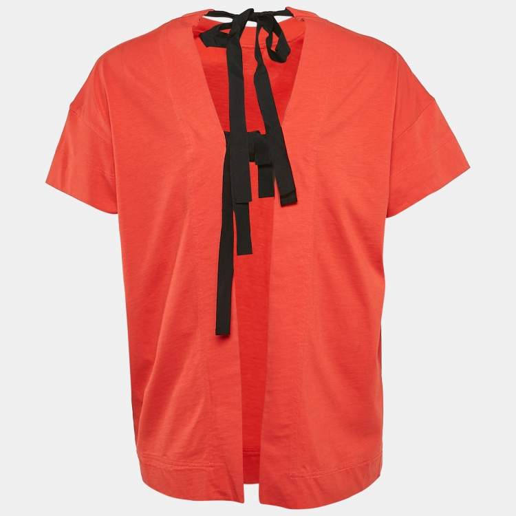 Pre Owned Marni Orange Jersey Back Tie-Up Detail Top S