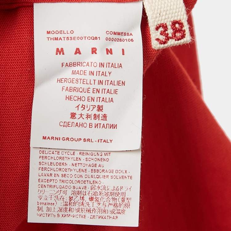 Pre Owned Marni Orange Jersey Back Tie-Up Detail Top S
