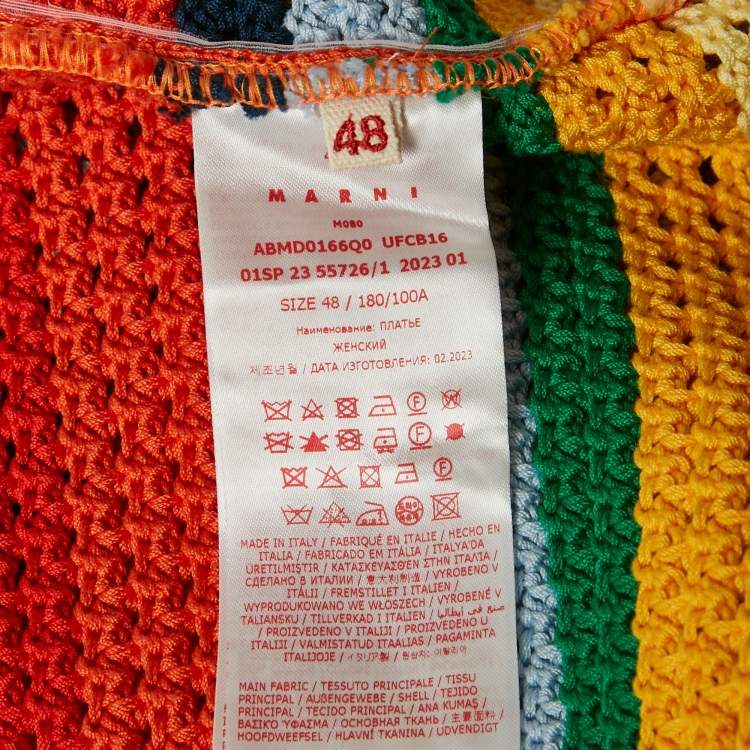 Pre Owned Marni x No Vacancy Inn Multicolor Stripe Crochet Mini Dress L