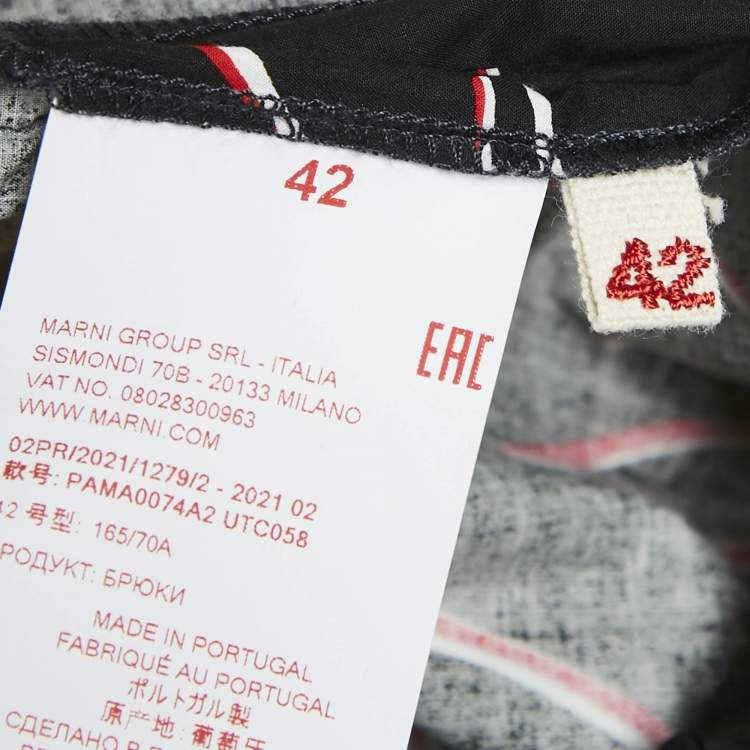 Pre Owned Marni Black/Red Floral Print Cotton Blouse and Pants Set M