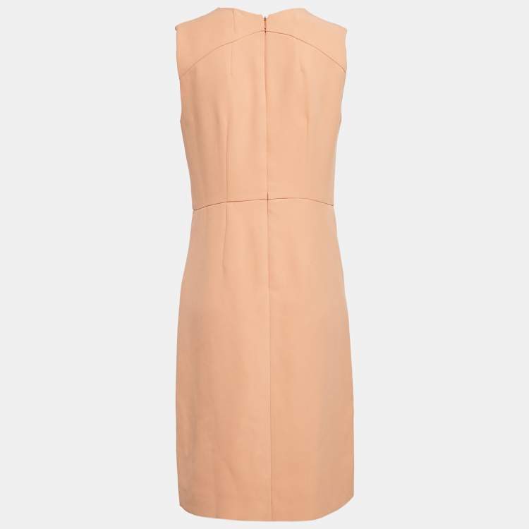 Pre Owned Marni Orange Crepe Pleated Sleeveless Short Dress M
