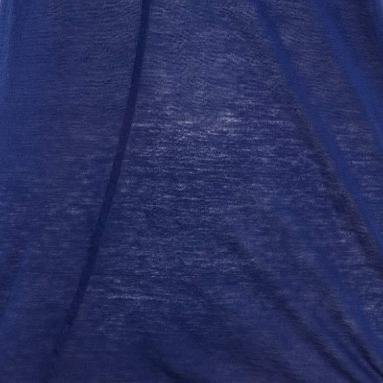 Pre Owned Marni Navy Blue Cotton Knit Deep Neck T-Shirt M