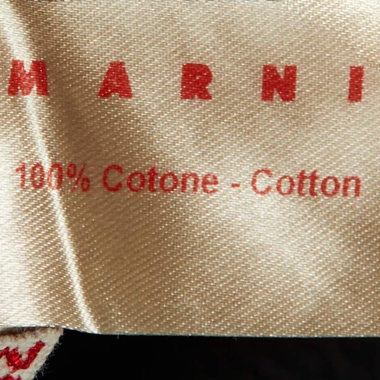 Pre Owned Marni Navy Blue Cotton Knit Deep Neck T-Shirt M