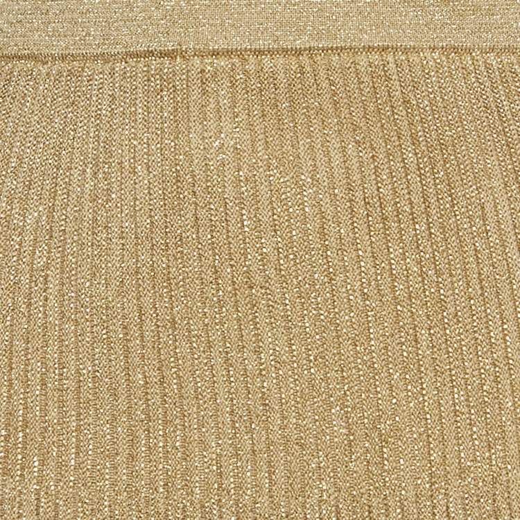Pre Owned Marni Gold Pleated Lurex Knit Midi Skirt S