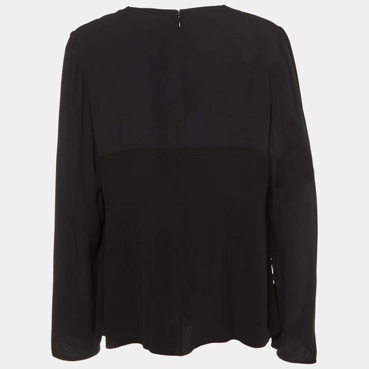 Pre Owned Marni Two-Tone Crepe Long Sleeve Top L