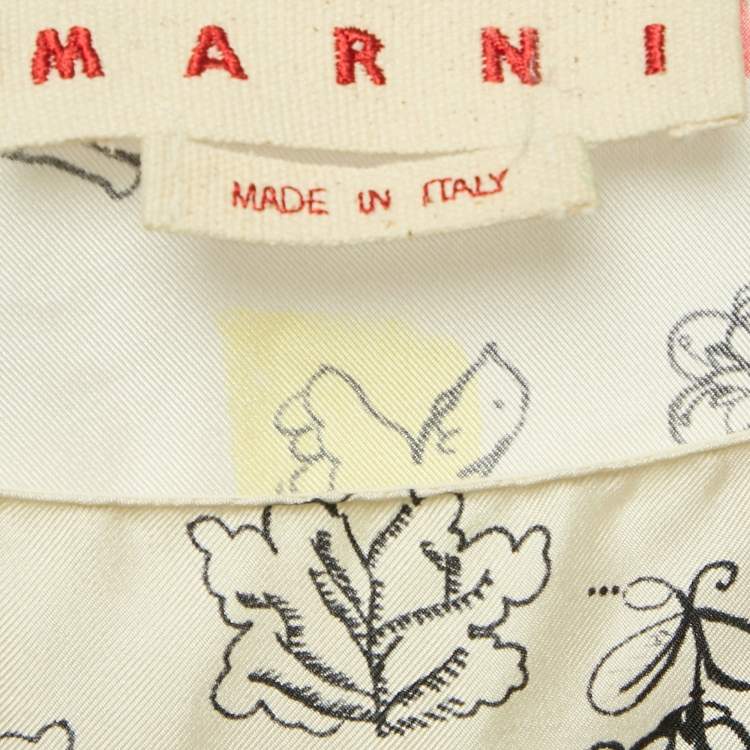 Pre Owned Marni Cream Printed Silk Shift Dress M