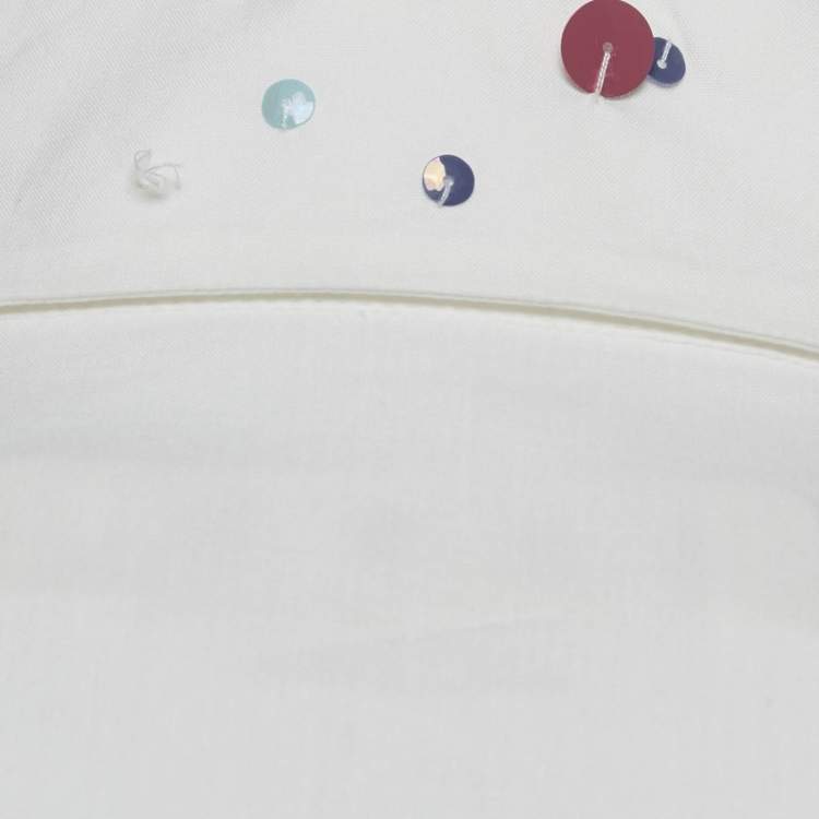 Pre Owned Marni White Cotton Sequined Collar Full Sleeve Shirt S