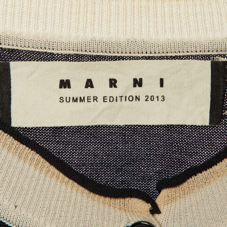 Pre Owned Marni Black & Grey Cotton Knit Button Front Cardigan L