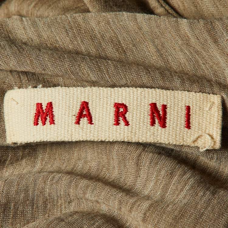Pre Owned Marni Cream & Grey Wool Paneled Oversized Mini Dress M