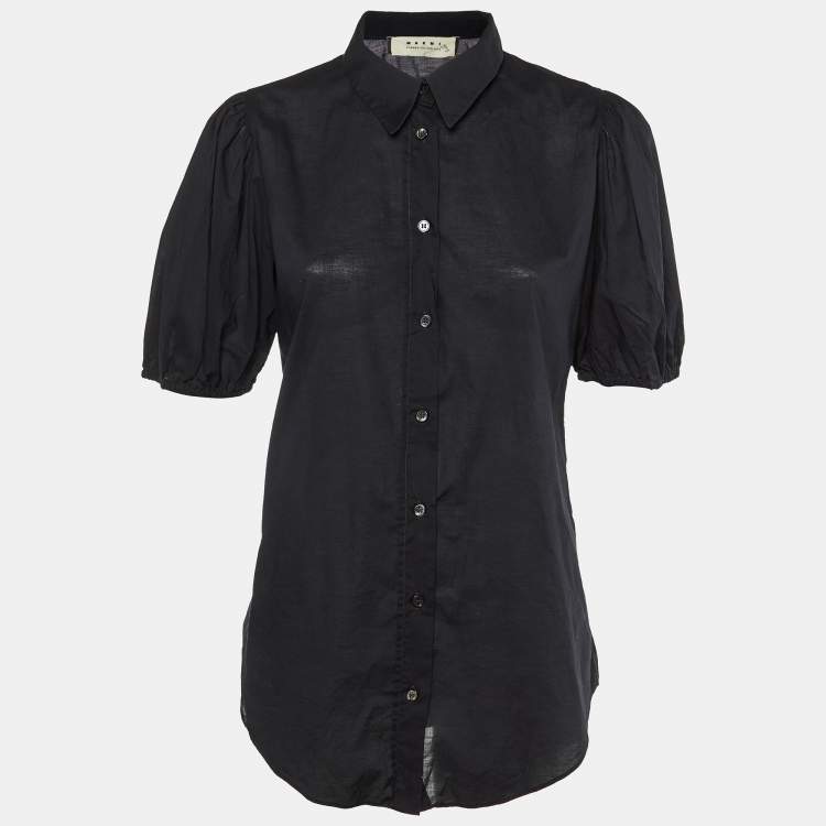 Pre Owned Marni Midnight Blue Cotton Short Sleeve Shirt M