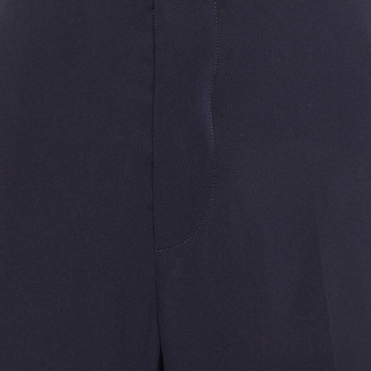 Pre Owned Marni Navy Blue Crepe Tapered Leg Trousers L