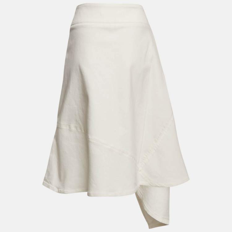 Pre Owned Marni White Denim Asymmetric Skirt XL