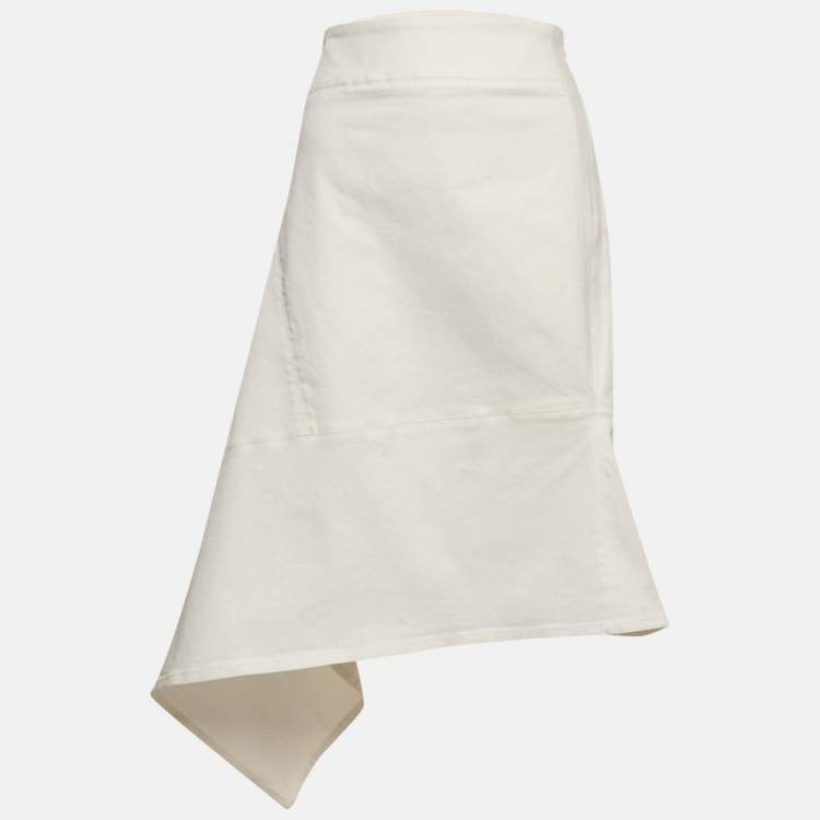 Pre Owned Marni White Denim Asymmetric Skirt XL