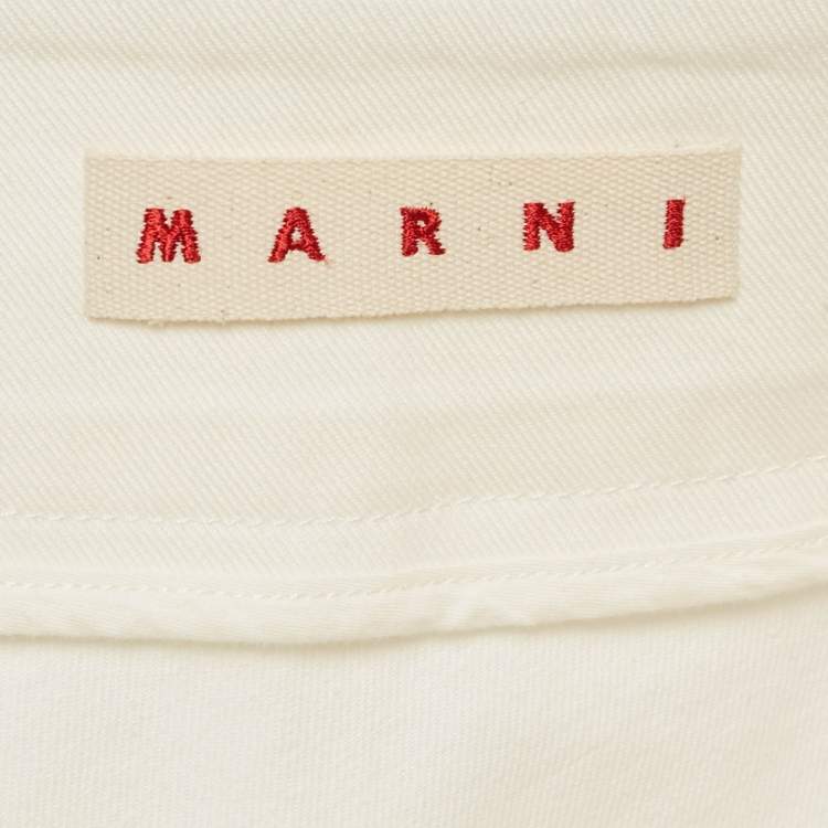 Pre Owned Marni White Denim Asymmetric Skirt XL
