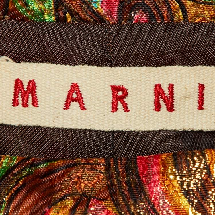 Pre Owned Marni Multicolor Printed Jacquard Cropped Jacket M