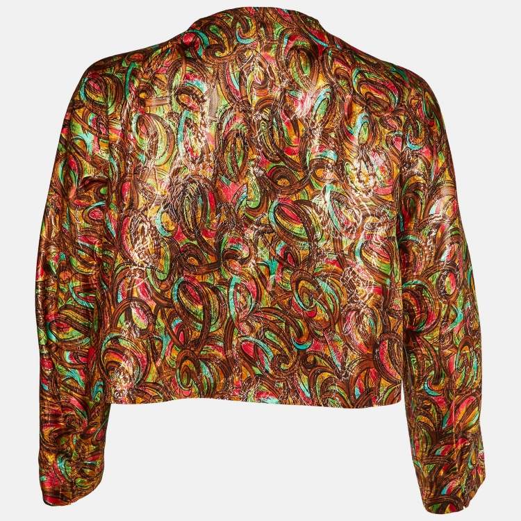 Pre Owned Marni Multicolor Printed Jacquard Cropped Jacket M