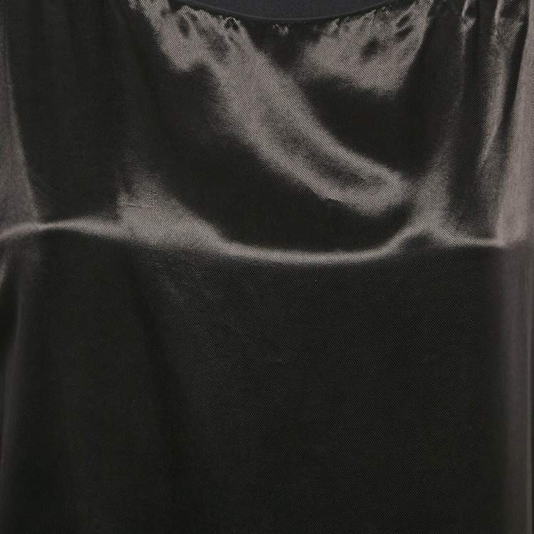Pre Owned Marni Black Satin Rib Hem Sleeveless Top S