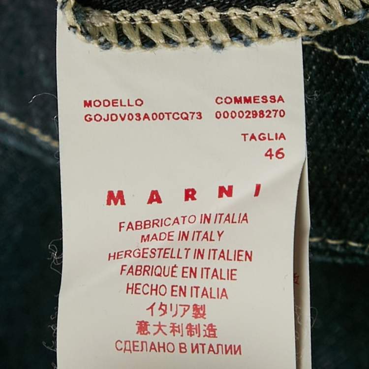 Pre Owned Marni Blue Denim Asymmetric Flared Midi Skirt XXL Waist 33"