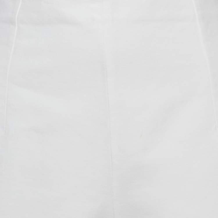 Pre Owned Marni White Cotton Wide Leg Trousers L
