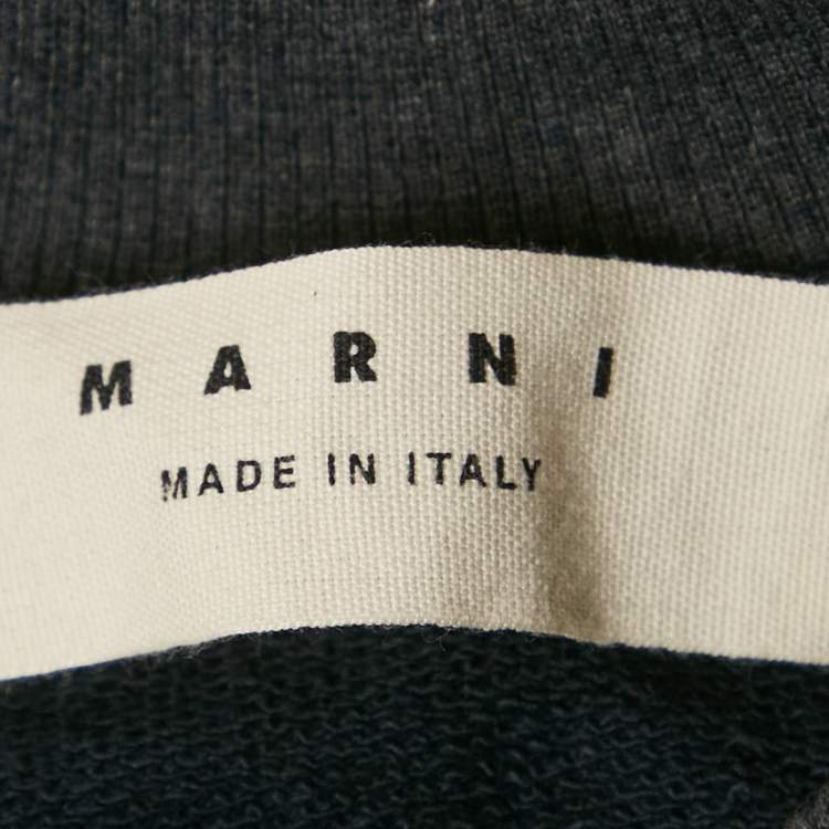 Pre Owned Marni Navy Blue Cotton Crew Neck Long Sleeve Sweatshirt S