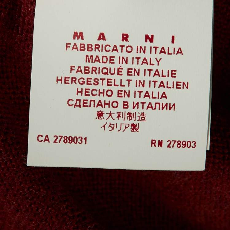 Pre Owned Marni Red/Blue Wool Knit Button Front Cardigan L