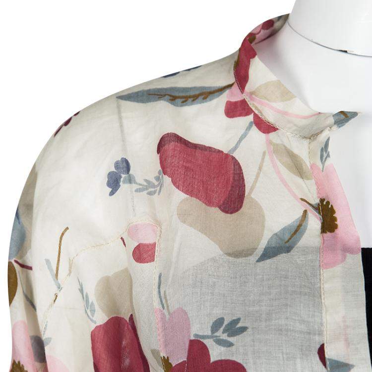 Pre Owned Marni Multicolor Floral Printed Cotton Long Sleeve Blouse S