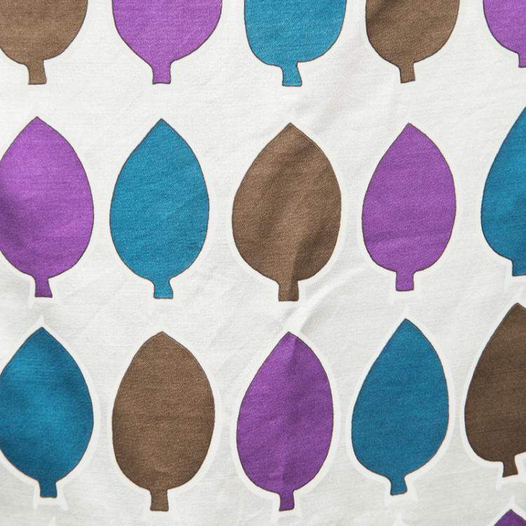 Pre Owned Marni Multicolor Leaf Print Ruched Hem Detail Satin Skirt S