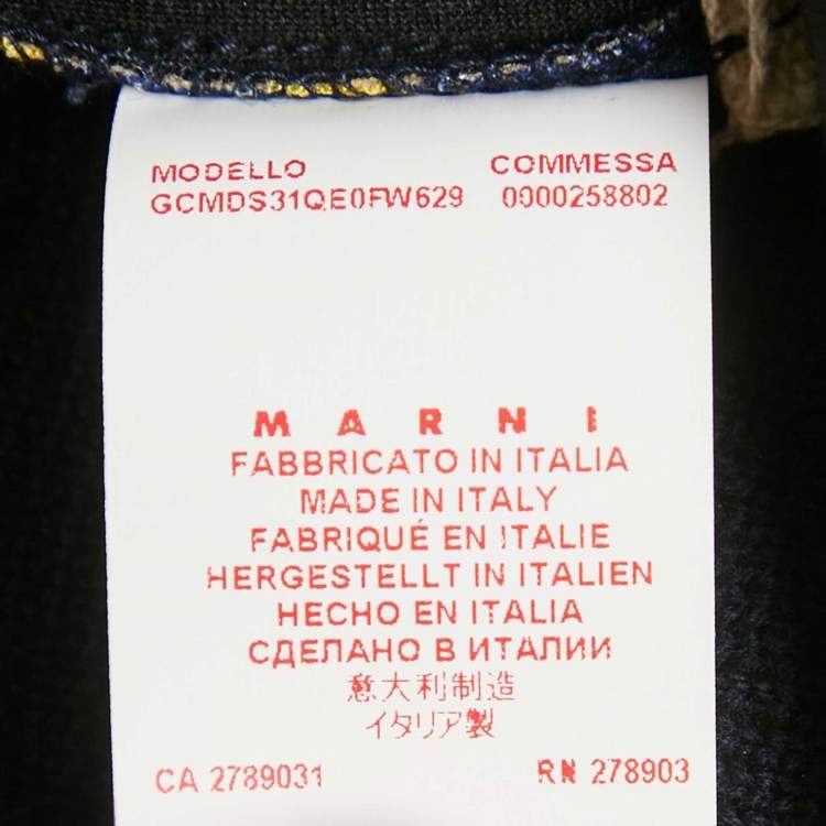 Pre Owned Marni Navy Blue Floral Print Rib Knit and Jersey Sweatshirt S
