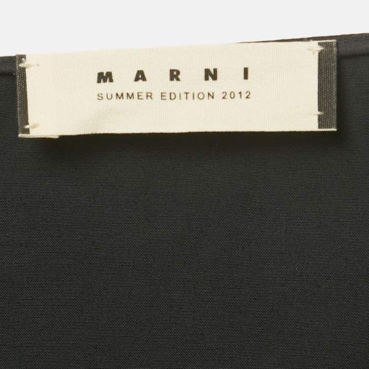 Pre Owned Marni Black Cotton Blend Pleated Knee Length Skirt S 