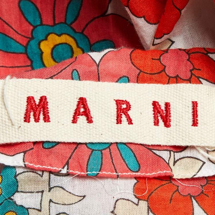 Pre Owned Marni Multicolor Floral Printed Cotton Sleeveless Midi Dress L