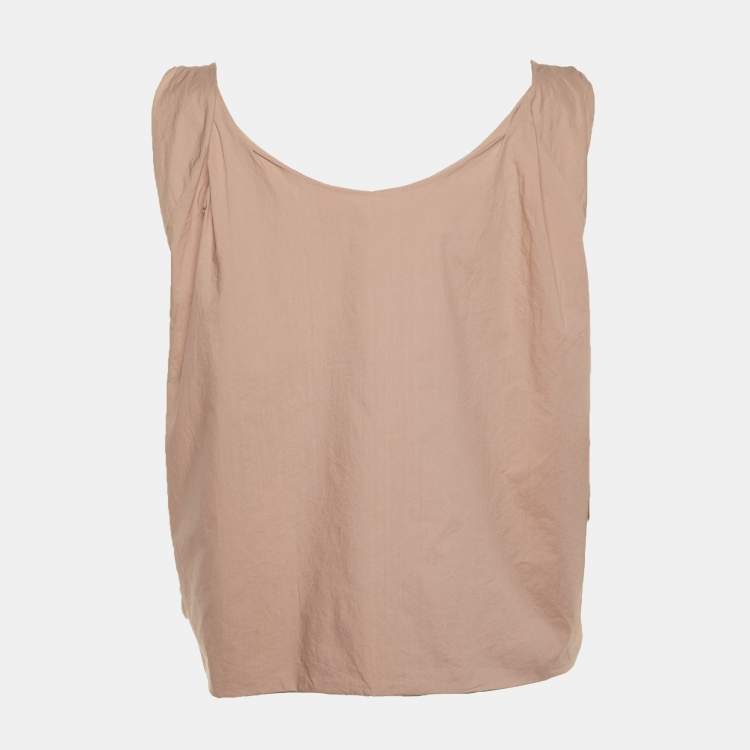 Pre Owned Marni Coral Pink Cotton Ruched Sleeveless Top M