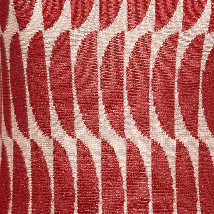 Pre Owned Marni Red/Pink Patterned Lurex Knit Sheer Jumper S