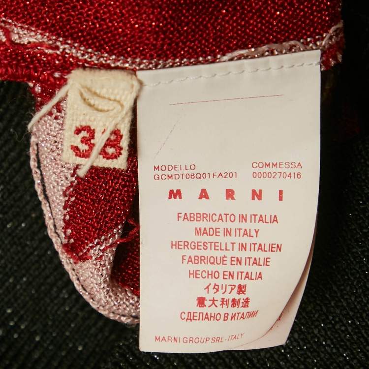 Pre Owned Marni Red/Pink Patterned Lurex Knit Sheer Jumper S