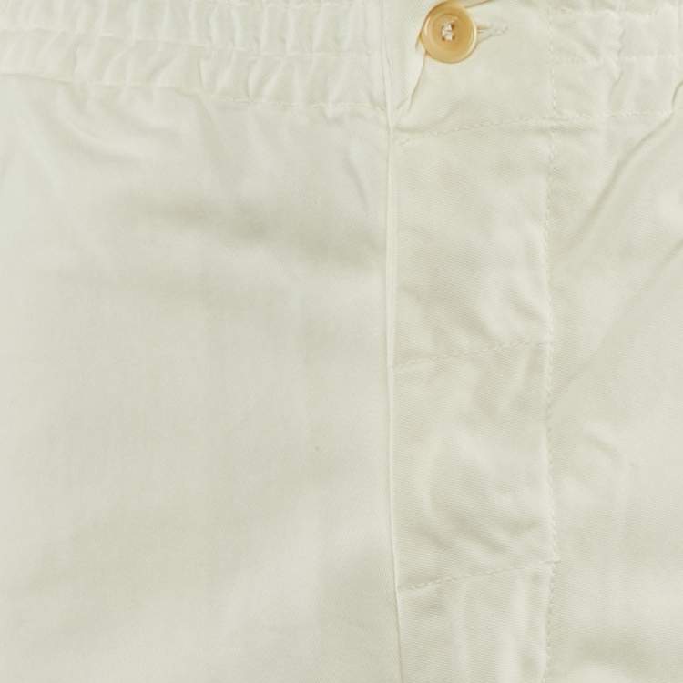 Pre Owned Marni White Cotton Tapered Fit Trousers L