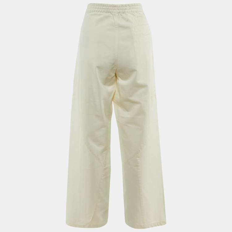 Pre Owned Marni White Cotton Tapered Fit Trousers L