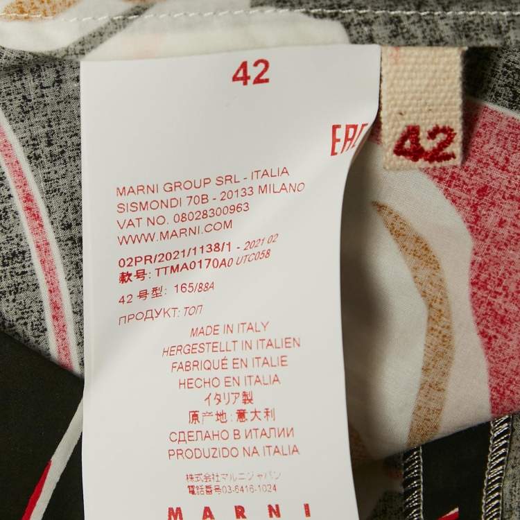 Pre Owned طقم بلوزة وسروال مارني بطبعة زهور أسود قطن مقاس كبير/صغير