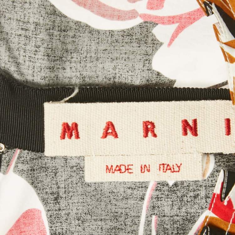 Pre Owned طقم بلوزة وسروال مارني بطبعة زهور أسود قطن مقاس كبير/صغير