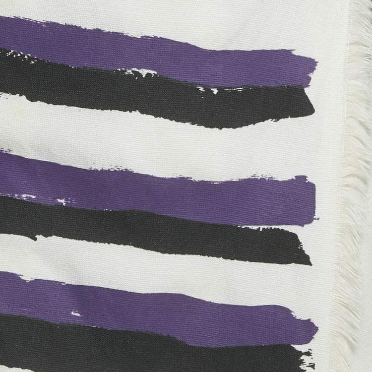 Pre Owned تنورة ميدي مارني قنب مخلوط مخططة بنفسجي/أسود ملتفة مقاس متوسط - ميديوم