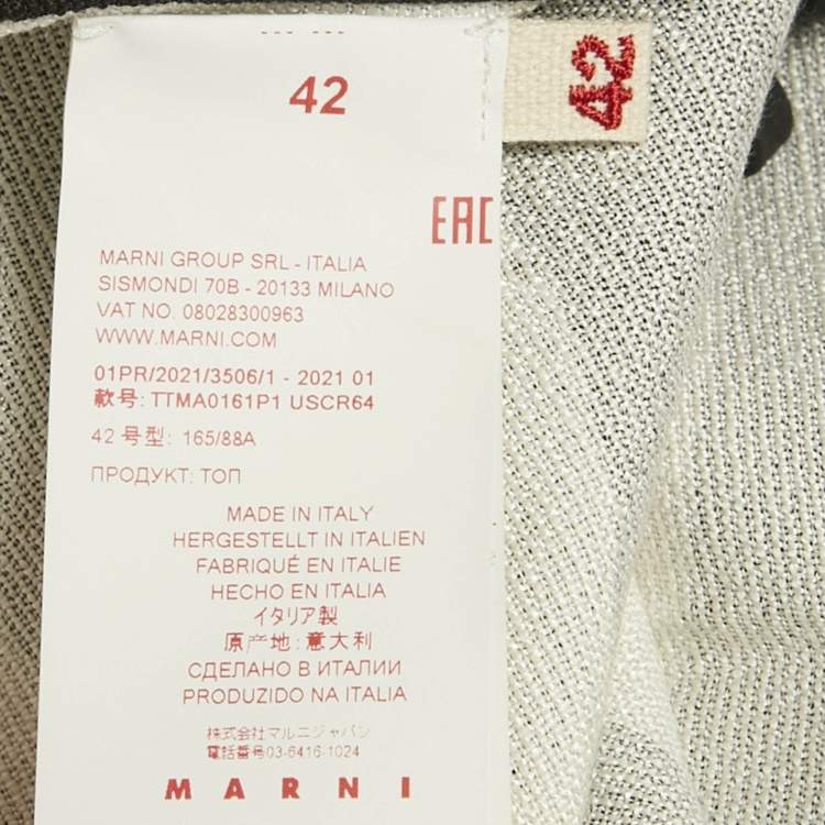 مملوكة مسبقًا Marni Black/White Brushstroke Print Hemp Blend Gauze Cropped Tank Top M