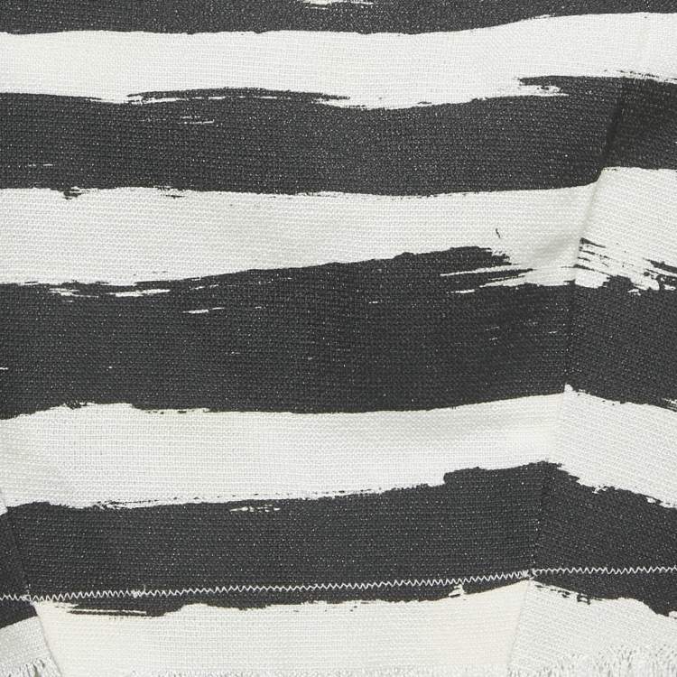 مملوكة مسبقًا Marni Black/White Brushstroke Print Hemp Blend Gauze Cropped Tank Top M