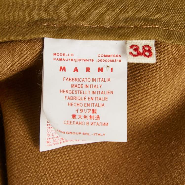 Pre Owned Marni Brown Wool Gabardine Wide-Leg Trousers S