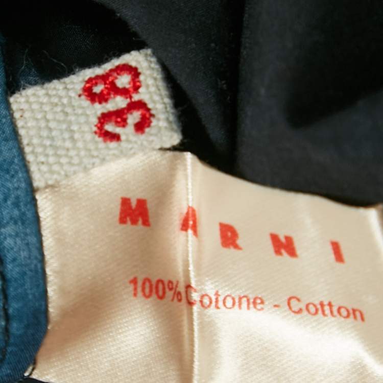 Pre Owned تنورة مارني قلم قطن مطبعة أسود/أزرق مقاس صغير