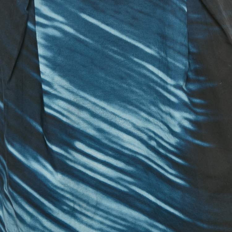 Pre Owned تنورة مارني قلم قطن مطبعة أسود/أزرق مقاس صغير