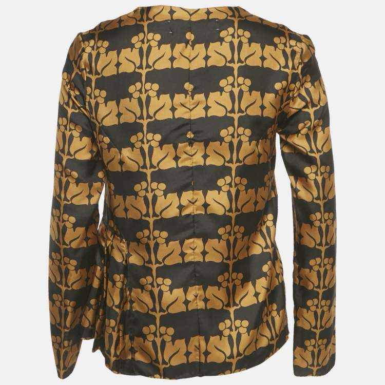 Pre Owned Marni Brown Printed Silk Top S