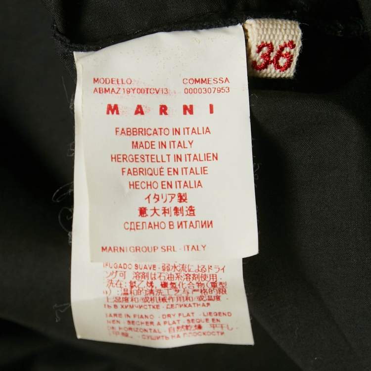 مملوكة مسبقًا فستان مارني بوبلين أسود بكشكش ميني مقاس صغير جدًا (إكس سمول)