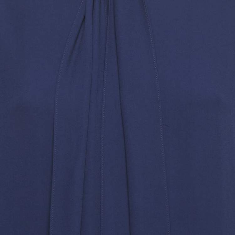 مملوكة مسبقًا Marni Blue Satin Neck Tie Scarf Detail Maxi Dress M