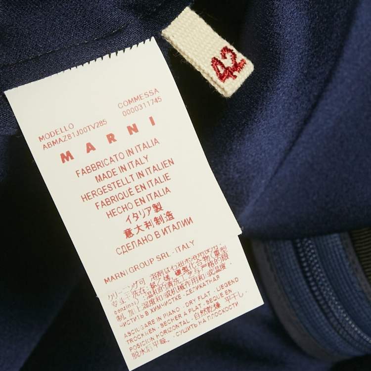 مملوكة مسبقًا Marni Blue Satin Neck Tie Scarf Detail Maxi Dress M