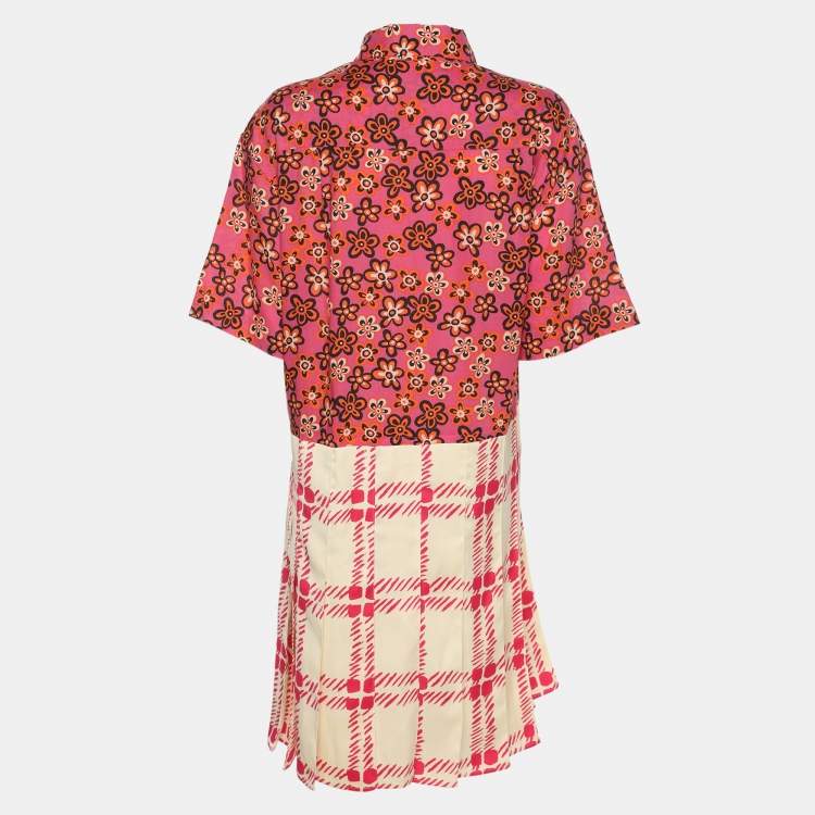 Pre Owned فساتين مارني بتعدد الألوان من ليوسيل وكتان مطوي قصير مقاس متوسط (ميديوم)