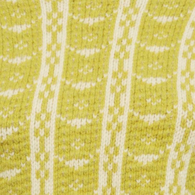 Pre Owned Marni Off White/Parrot Green Wool Knit Intarsia Sweaters S